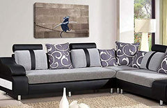 LR Framed Banksy Rat Canvas Wall Art Grey White Tightrope Peace Love Picture Print Ready to Hang