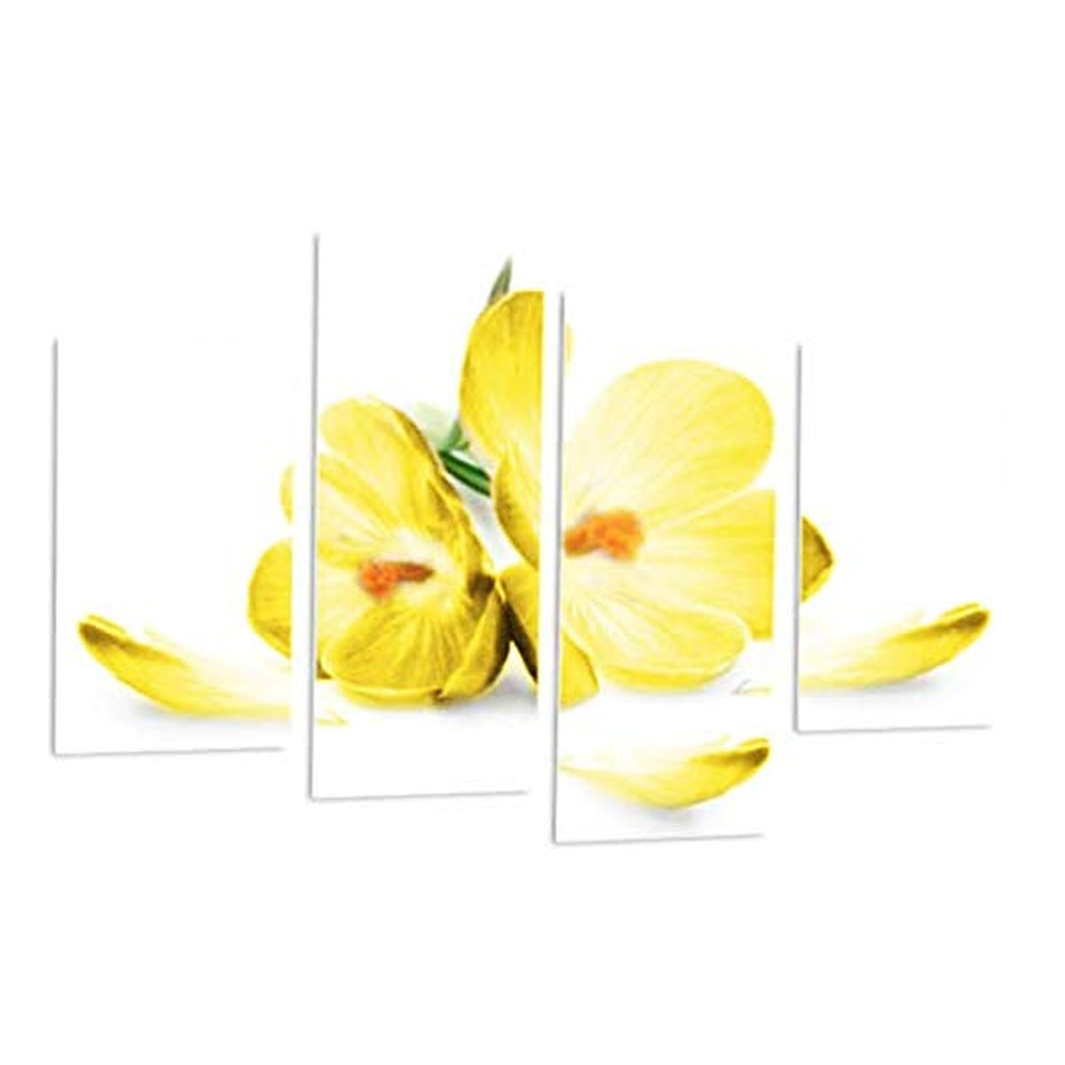 LR Floral Rose Orchid Wall Art Picture – Yellow & White Framed 4 Panel Split Canvas Print | Ready to Hang | Modern Wall Art for Living Room, Bedroom & Office