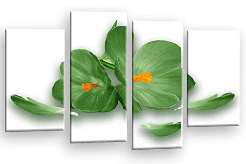 LR Floral Rose Orchid Wall Art Picture Green White Flower Framed Canvas Split Print Ready to Hang