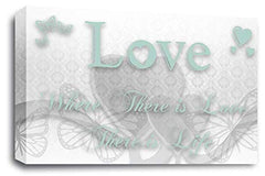 LR Love Quote Wall Art Canvas Duck Egg White Framed Home Family Picture Print Ready to Hang