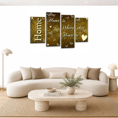 LR Love Quote Home Wall Art Picture – Cream & Brown Framed 4 Panel Split Canvas Print | Ready to Hang | Modern Wall Art for Living Room, Bedroom & Office