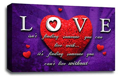 LR Love Quote Wall Art Picture Purple Red Heart Framed Canvas Print Ready to Hang