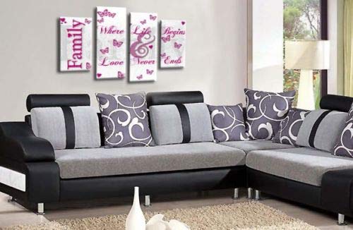 LR Family Love Quote Wall Art Picture Pink White Framed Split Panel Print Ready to Hang