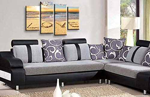 LR Love Quote Canvas Art Picture Orange Grey Cream Sunset Beach Seascape Home Split Wall Panel Print