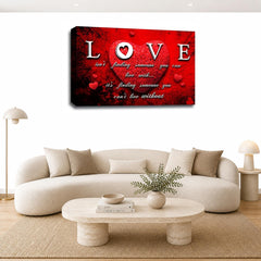 LR Love Quote Wall Art Picture – Grey & Red Framed Canvas Print | Ready to Hang | Modern Wall Art for Living Room, Bedroom & Office