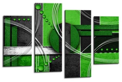 LR Abstract Wall Art Canvas Picture Green White Grey Circles Home Framed Split Panel Print Ready to Hang