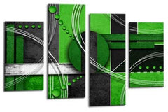 LR Abstract Wall Art Canvas Picture Green White Grey Circles Home Framed Split Panel Print Ready to Hang