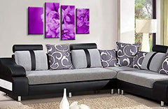 LR Floral Rose Wall Art Picture Purple Cream Spring Flower Framed Split Panel Canvas Print Ready to Hang