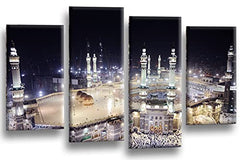 LR Mecca Islamic Wall Art Picture Hajj Haram Kaaba Framed Split Canvas Print Ready to Hang
