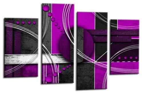 LR Abstract Wall Art Canvas Picture Purple White Grey Circles Home Framed Split Panel Print Ready to Hang
