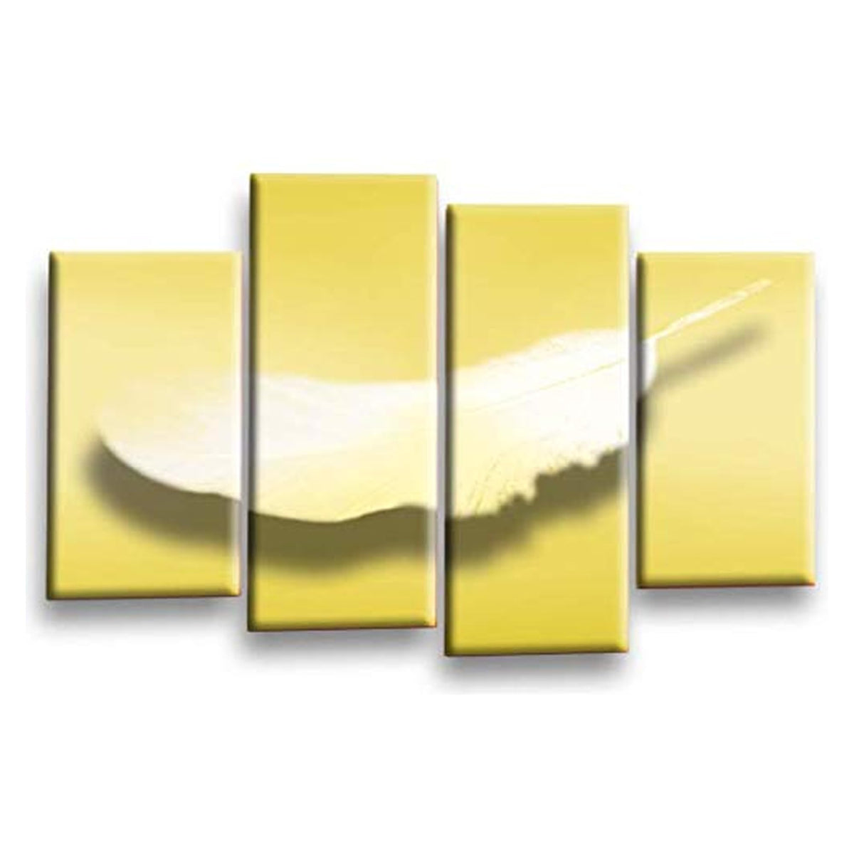 LR Abstract Wall Art Picture – Grey, Yellow & White Modern Framed 4 Panel Split Canvas Print | Ready to Hang | Modern Wall Art for Living Room, Bedroom & Office