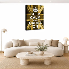 LR Keep Calm Wall Art Picture – Cream & Brown Typography Framed Canvas Print | Ready to Hang | Modern Wall Art for Living Room, Bedroom & Office