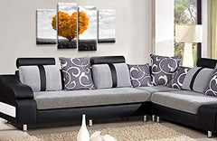 LR Floral Love Heart Wall Art Picture Abstract Tree Orange Grey Flower Framed Split Print Ready to Hang