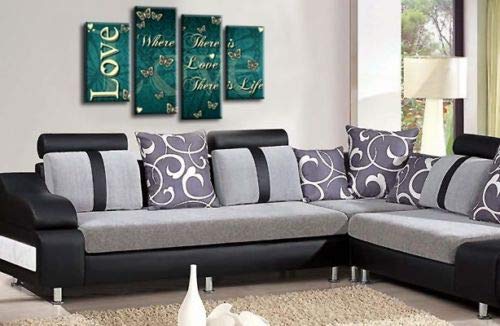LR Love Quote Wall Art Picture Teal Cream Family Framed Split Panel Print Ready to Hang