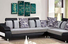 LR Love Quote Wall Art Picture Teal Cream Family Framed Split Panel Print Ready to Hang