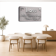 LR Love Quote Wall Art Picture – Grey & White Framed Canvas Print | Ready to Hang | Modern Wall Art for Living Room, Bedroom & Office