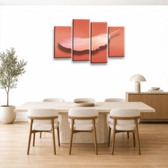 LR Abstract Orange Wall Art Picture – Grey & White Modern Framed 4 Panel Split Canvas Print | Ready to Hang | Modern Wall Art for Living Room, Bedroom & Office