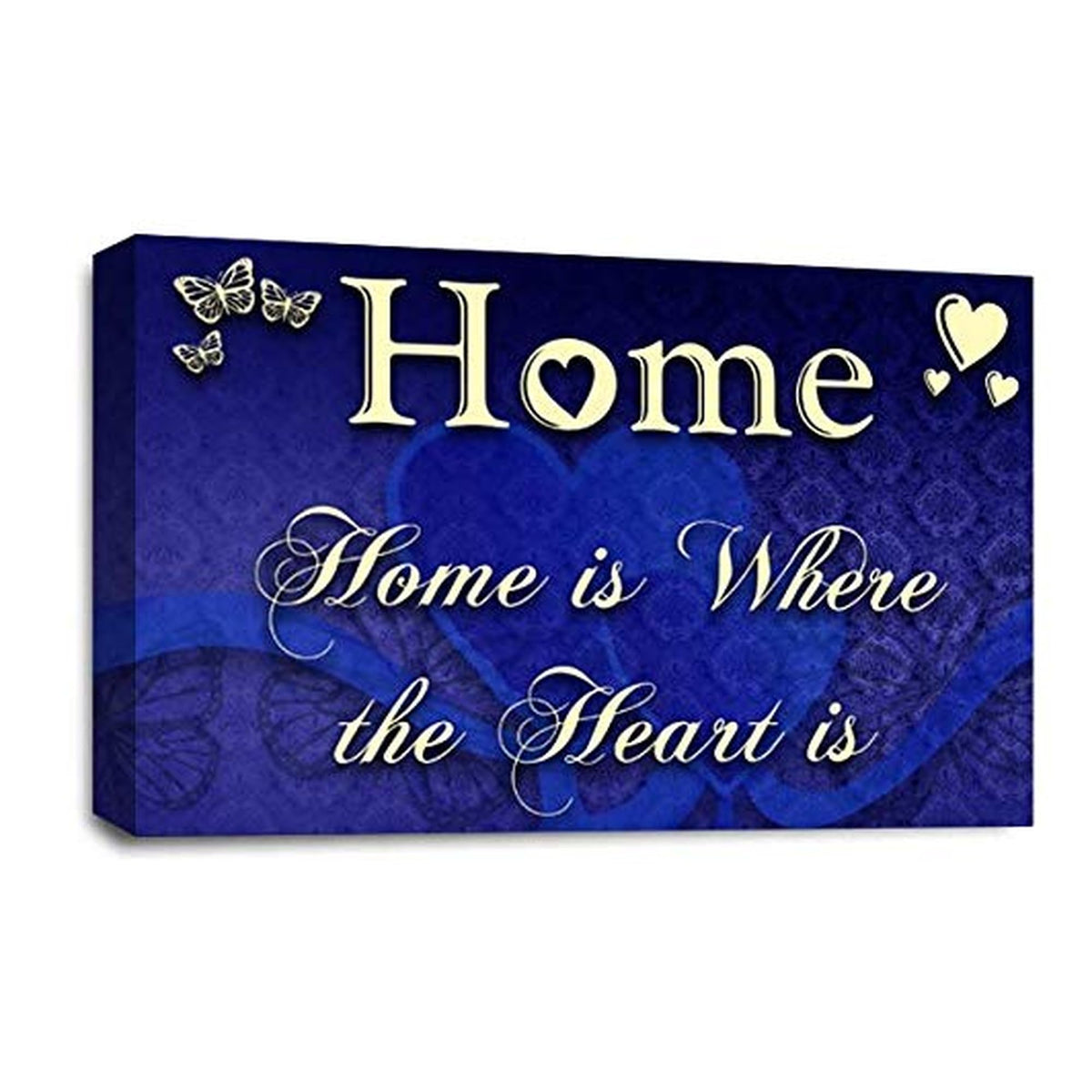 LR Home Love Quote Wall Art Picture – Blue & Cream Framed Canvas Print | Ready to Hang | Modern Wall Art for Living Room, Bedroom & Office