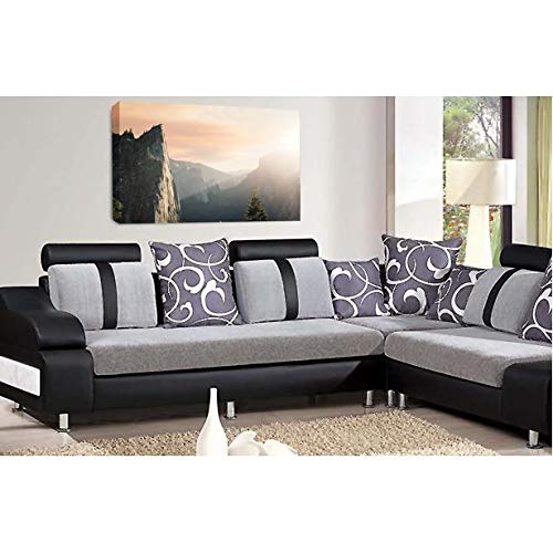 LR Landscape Lake Wall Art Picture Mountains Fields Framed Canvas Panel Print Ready to Hang