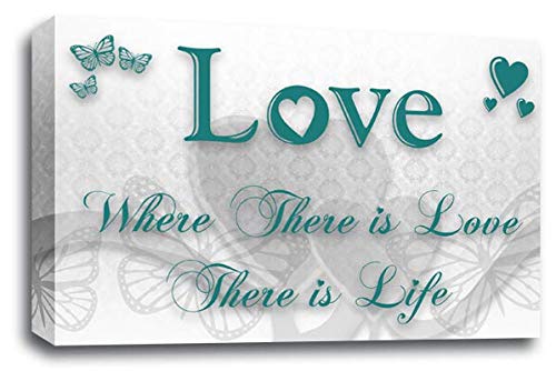 LR Love Quote Wall Art Canvas Teal White Framed Home Family Picture Print Ready to Hang