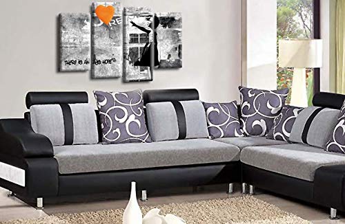 LR Banksy Canvas Wall Art Picture Balloon Girl Print Framed Love Graffiti Multi Panel Ready to Hang
