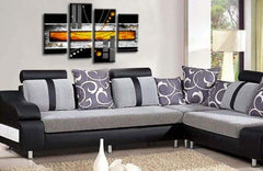 LR Black White Abstract Canvas Art Picture Orange Squares Checks Love Home Split Wall Panel Print