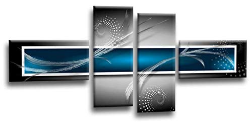 LR Blue Grey Abstract Canvas Art Picture Black White Squares Large Love Home Split Wall Panel Print