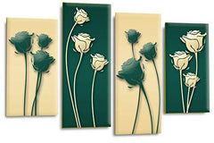 LR Floral Rose Canvas Art Picture Green Cream Flower Love Framed Split Panel Print