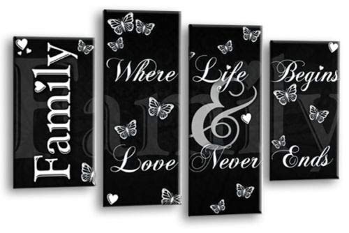 LR Family Love Quote Wall Art Picture Black White Framed Split Panel Print Ready to Hang
