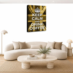 LR Keep Calm Wall Art Picture – Cream & Brown Typography Framed Canvas Print | Ready to Hang | Modern Wall Art for Living Room, Bedroom & Office