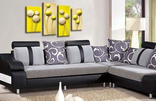 LR Floral Rose Canvas Art Picture Yellow Cream Flower Love Framed Split Panel Print