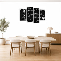 LR Love Quote Home Wall Art Picture – Black & White Framed 4 Panel Split Canvas Print | Ready to Hang | Modern Wall Art for Living Room, Bedroom & Office