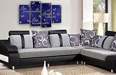 LR Live Laugh Wall Art Picture – Grey, Blue & White Love Quote Framed 4 Panel Split Canvas Print | Ready to Hang | Modern Wall Art for Living Room, Bedroom & Office