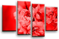 LR Floral Rose Wall Art Picture Red Cream Spring Flower Framed Split Panel Canvas Print Ready to Hang