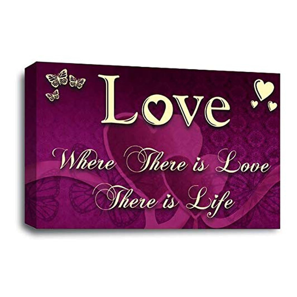 LR Love Quote Wall Art Picture – Purple & Cream Framed Canvas Print | Ready to Hang | Modern Wall Art for Living Room, Bedroom & Office