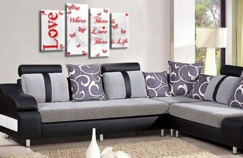 LR Love Quote Wall Art Picture Red White Family Framed Split Panel Print Ready to Hang
