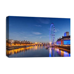LR London Eye Wall Art Picture – Cityscape Framed Canvas Print | Ready to Hang | Modern Wall Art for Living Room, Bedroom & Office