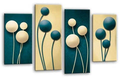 LR Floral Rose Canvas Art Picture Teal Cream Flower Love Framed Split Panel Print