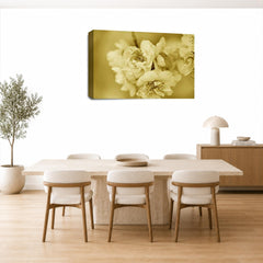 LR Floral Rose Flower Wall Art Picture – Cream & Brown Framed Canvas Print | Ready to Hang | Modern Wall Art for Living Room, Bedroom & Office