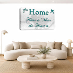 LR Home Love Quote Wall Art Picture – Teal & White Framed Canvas Print | Ready to Hang | Modern Wall Art for Living Room, Bedroom & Office