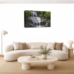 LR Waterfall Forest Wall Art Picture Framed Canvas Print | Ready to Hang | Modern Wall Art for Living Room, Bedroom & Office