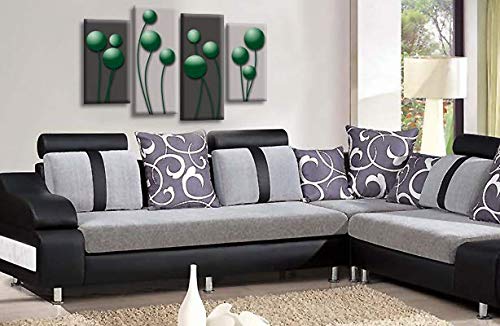 LR Green Floral Rose Wall Art Picture Grey Abstract Flower Love Framed Split Panel Print Ready to Hang