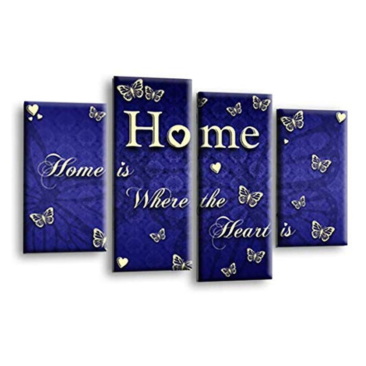 LR Love Quote Home Wall Art Picture – Blue & Cream Framed 4 Panel Split Canvas Print | Ready to Hang | Modern Wall Art for Living Room, Bedroom & Office