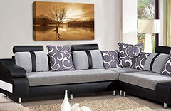 LR Landscape Wall Art Picture Brown Cream Abstract Lake Reflection Framed Canvas Panel Print Ready to Hang