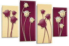 LR Floral Wall Art Print Purple Cream Rose Flower Love Framed Split Canvas Picture Ready to Hang