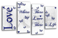LR Love Wall Art Print White Blue Family Home Framed Split Canvas Picture Ready to Hang