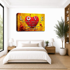 LR Love Quote Wall Art Picture – Red & Yellow Framed Canvas Print | Ready to Hang | Modern Wall Art for Living Room, Bedroom & Office