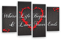 LR Love Quote Wall Art Picture Grey Red Heart Life Home Framed Split Panel Print Ready to Hang