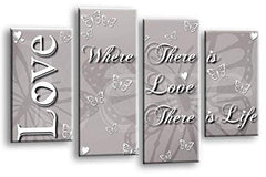 LR Love Wall Art Print Powder Grey Silver Family Quote Framed Split Panel Picture Ready to Hang
