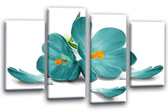 LR Floral Rose Wall Art Teal White Picture Orchid Flower Framed Canvas Split Print Ready to Hang